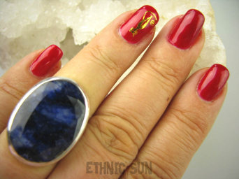 bpee3460 Duży Klasyczny Pierścień SZAFIR INDYJSKI - wierność w związkach , Szafiry r.14 Mały rozmiar Srebro 925 #