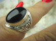 bpe6105 Śliczny Orientalny Pierścień Czarny ONYKS regeneruje SERCE, EGZEMY, PAMIĘĆ r.13 ażurowa obrączka Srebro 925 - 7