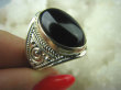 bpe6105 Śliczny Orientalny Pierścień Czarny ONYKS regeneruje SERCE, EGZEMY, PAMIĘĆ r.13 ażurowa obrączka Srebro 925 - 5