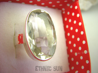 bpee3891 WSPANIAŁY KLASYCZNY OKAZ Pierścień Pierścionek Kryształ Górski Odpromiennik zdobi leczy chroni r.20 Srebro 925 #