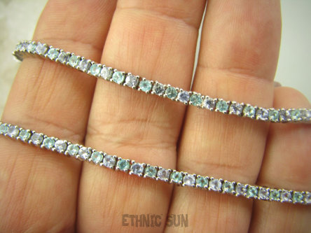 bb3304 RZADKOŚĆ Tanzanit i Apatyt  aż 75 kamieni Klejnot LUX Delikatna Bransoleta Szlifowany APATYT NEON BLUE i Rzadki TANZANIT kasetowe zapięcie SREBRO 925 #