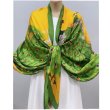 sz86  OBŁĘDNIE  PIĘKNA  CHUSTA ZJAWISKOWY Duży SZAL 180cm / 90 cm  ZIELONO-ZŁOTA  PIĘKNOŚĆ  Zwiewna chusta SZAL  Pawie  mięciutka jak jedwab W DOTYKU  - 6