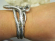 bb3937 Seksowna EGZOTYCZNA BARDZO Masywna 45g !! Orientalna Otwarta regulowana DUŻA  5,5cm Bransoleta Bransoletka Dwa Węże, Wąż - amulet na miłość i pieniądze Srebro 925 # - 4