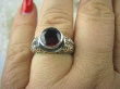 bpee2933 Niezwykła obrączka Wysoki Lśniący Pierścień z granatem Granaty - kamienie namiętności r.18 Srebro 925 - 4