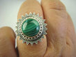 bpe6295 Biżuteria Egzotyczna !!! PIĘKNY PIERŚCIEŃ ZIELONY MALACHIT  r.16 Srebro 925 # - 4