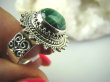 bpe6295 Biżuteria Egzotyczna !!! PIĘKNY PIERŚCIEŃ ZIELONY MALACHIT  r.16 Srebro 925 # - 6