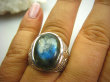 bpe1783 Tajemniczy Blask !!!  Niezwykły Duży OKAZ Orientalny Pierścień LABRADORYT Spektrolit - kamień Zorzy Polarnej r.22 SREBRO 925 # - 3