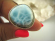 bpe6411 Błękitno Niebieski Pierścień Rzadki Larimar (kamień Anielski ) - stawy, serce lęki, otwiera czakrę gardła r.15 Srebro 925 # - 8