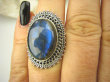 bpe8618 Piękny Orientalny Pierścień Pierścionek Niebieski Labradoryt Spektrolit - kamień Zorzy Polarnej r.13 Srebro 925 # - 3