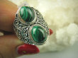 bpe6501 Ślicznoch Pierścień Zielony MALACHIT - pobudza kreatywność r.20/r.21 Srebro 925 # - 7