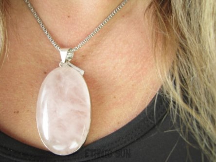 bwe3932 WIELKI 7.3 cm / 3.6 cm PASTELOWY GRUBAS 37 gramów !!!  Duży Przepiękny Wisior Zawieszka Kwarc Różowy - kamień mocnego serca Srebro 925 #