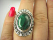 bpe6842 Piękny Egzotyczny Pierścień z Malachitem zielony MALACHIT - pobudza kreatywność r.15 Srebro 925 # - 7