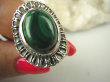 bpe6842 Piękny Egzotyczny Pierścień z Malachitem zielony MALACHIT - pobudza kreatywność r.15 Srebro 925 # - 9