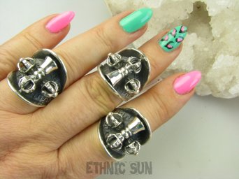 bpe8867 Pierścień do OCHRONY modlitwy oraz zdobienia Obracający się Młynek Modlitewny Pierścień Pierścionek ze srebra Amulet DORJE MODLITEWNIK r.17/r.18 Srebro 925 #