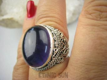 bpe6494 BIŻUTERIA ORIENTALNA !!! Pierścień Fioletowy Ametyst - kamień mądrości r.17 Srebro 925 #