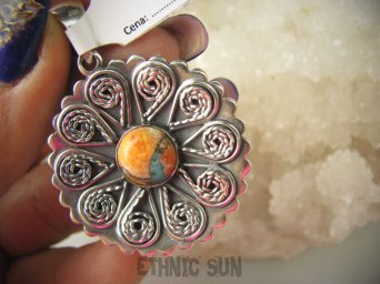 bwe3474 Orientalny 2w1 Niezwykły DWUSTRONNY WISIOR 20 gramów !!! Naturalny Lapis Lazuli i Ostrygowy Turkus Miedziany Cudo z każdej strony Srebro 925 #