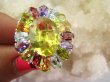 bpee4709 Wooow BOSKO PIĘKNY WIELOBARWNY Lux Pierścień Pierścionek naturalny Cytryn Lemon, Ametyst, Granaty, Oliwin, Blue Topaz r.18 SREBRO 925 # - 10