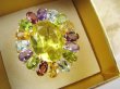 bpee4709 Wooow BOSKO PIĘKNY WIELOBARWNY Lux Pierścień Pierścionek naturalny Cytryn Lemon, Ametyst, Granaty, Oliwin, Blue Topaz r.18 SREBRO 925 # - 3