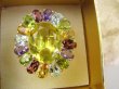 bpee4709 Wooow BOSKO PIĘKNY WIELOBARWNY Lux Pierścień Pierścionek naturalny Cytryn Lemon, Ametyst, Granaty, Oliwin, Blue Topaz r.18 SREBRO 925 # - 4