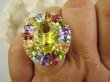 bpee4709 Wooow BOSKO PIĘKNY WIELOBARWNY Lux Pierścień Pierścionek naturalny Cytryn Lemon, Ametyst, Granaty, Oliwin, Blue Topaz r.18 SREBRO 925 # - 6