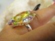 bpee4709 Wooow BOSKO PIĘKNY WIELOBARWNY Lux Pierścień Pierścionek naturalny Cytryn Lemon, Ametyst, Granaty, Oliwin, Blue Topaz r.18 SREBRO 925 # - 8