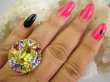 bpee4709 Wooow BOSKO PIĘKNY WIELOBARWNY Lux Pierścień Pierścionek naturalny Cytryn Lemon, Ametyst, Granaty, Oliwin, Blue Topaz r.18 SREBRO 925 # - 9