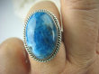 bpe5831 PRZESLICZNY  Delikatny Pierścień naturalny niebiesko błękitny AZURYT r.17 Srebro 925 # - 4