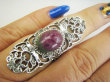 bpe9677 Biżuteria Orientalna POEZJA Ażurowy DŁUGI Pierścień Pierścionek naturalny Zoisyt z Rubinem r.15 Srebro 925 # - 5