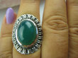 bpe4981 OKSYDOWANY MELONIK  !!!  Duży i Piękny OKAZ Pierścień zielony ONYKS regeneruje SERCE, EGZEMY, PAMIĘĆ r.15 Srebro 925 # - 5
