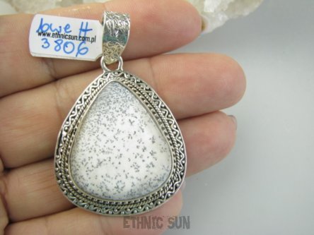 bwe3806 ZIMOWY KRAJOBRAZ *CUD NATURY* Wspaniały Piękny Wisior AGAT Dendrytowy kamień obfitości Srebro 925 #