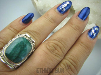 bpee3248 SZMARAGDOWY KLEJNOT - Pierścień Zielony Szmaragd Indyjski Szmaragdy r.18 Srebro 925 #