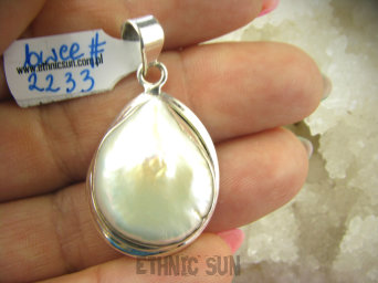 bwee2233 RARYTAS naturalna opalizująca wielobarwna duża PERŁA BIWA Elegancki Wisior z DUŻA perłą Srebro 925 #