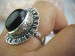 bpe4716 OKSYDOWANY MELONIK  !!!  Duży i Piękny OKAZ Pierścień z onyksem ONYKS regeneruje SERCE, EGZEMY, PAMIĘĆ r.17 Srebro 925 # - 5