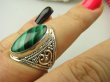 bpe8762 Śliczny Delikatny Pierścień Pierścionek MALACHIT - pobudza kreatywność r.15/ r.16 ażurowa obrączka Srebro 925 biżuteria egzotyczna  - 4