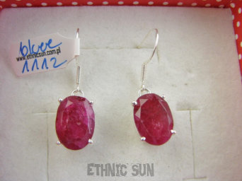 bkee1112 MALINOWE Lśniące Kolczyki z RUBINAMI - RUBIN INDYJSKI Kamień MIŁOŚCI Rubiny Srebro 925