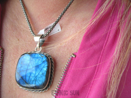 bwe2683  MAX BLASK Magicznie PIĘKNY gruby wisior 23 G! WIELOBARWNY LABRADORYT Spektrolit - kamień Zorzy Polarnej SREBRO 925 #