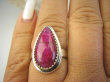 bpe8139 Rubinowa Kropla !!! Orientalny Delikatny Pierścień Rubin Indyjski Rubiny r.18 Srebro 925 # - 2