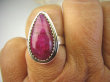 bpe8139 Rubinowa Kropla !!! Orientalny Delikatny Pierścień Rubin Indyjski Rubiny r.18 Srebro 925 # - 4