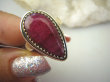bpe8139 Rubinowa Kropla !!! Orientalny Delikatny Pierścień Rubin Indyjski Rubiny r.18 Srebro 925 # - 8