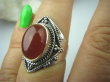 bpe6045 Biżuteria Orientalna - Delikatny Pierścień Czerwony Onyks - regeneruje SERCE, EGZEMY, PAMIĘĆ r.17 Srebro 925 # - 2