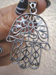 bwe729 Duży 5,5 cm  Mocny Amulet  SZCZĘSCIE I OCHRONA Hamsa DWUSTRONNY Ażurowy Wisior  TALIZMAN AMULET dla Kobiet i Mężczyzn DŁOŃ FATIMY Srebro 925 - 7