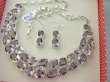bn1596 Ametystowa Królowa LUKSUSOWY DUŻY Komplet biżuterii naszyjnik i kolczyki 83 gramy Przepiękna Duża Kolia Regulowany Naszyjnik Fioletowy Ametyst Srebro 925 # - 10