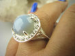 bpee3569 CUDOWNY LUX Wysoki Pierścień Rzadkość Błękitny Chalcedon r.23 Srebro 925 # - 6