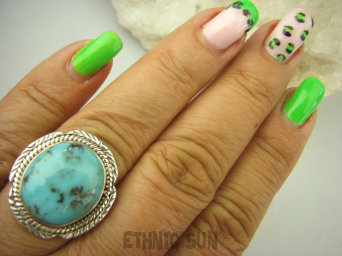 bpe7892 Niezwykły OKAZ Pierścień naturalny TURKUS ARIZONA Turkusy r.19 egzotyczne Srebro 925 #