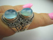 bpe5248 Egzotyczny Pierścień Błękitno - Niebieski CHALCEDON (TARCZYCA) czakra gardła r.14 Srebro 925 # - 3