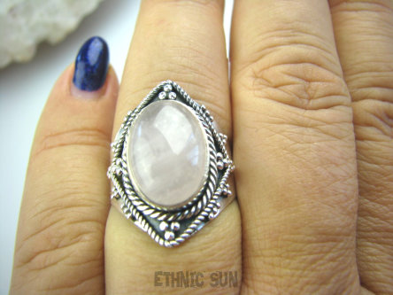 bpe5230 Delikatny Pierścień z różowym kwarcem KWARC RÓŻOWY - czakra Serca r.16 Srebro 925 #