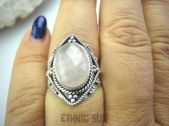 bpe5230 Delikatny Pierścień z różowym kwarcem KWARC RÓŻOWY - czakra Serca r.16 Srebro 925 #