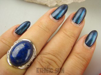 bpe8964 Delikatny Pierścień Pierścionek Lapis Lazuli - strażnik prawdy i mądrości r.14 ażurowa obrączka Srebro 925