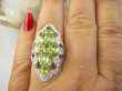 bpee4293 Długi Lśniący Pierścień Pierścionek naturalny Oliwin Peridot oraz Cyrkonie r.15 SREBRO RODOWANE 925 # - 3