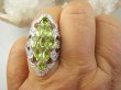 bpee4293 Długi Lśniący Pierścień Pierścionek naturalny Oliwin Peridot oraz Cyrkonie r.15 SREBRO RODOWANE 925 # - 6